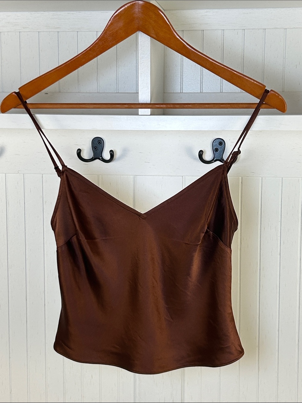 STAUD Brown Satin Button Back Cami XS